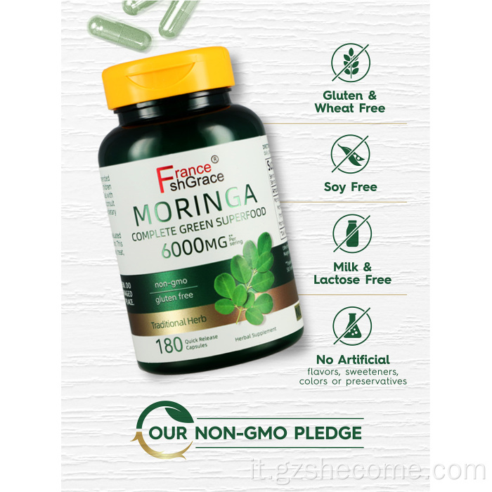 Le capsule Moringa supportano l'integrazione per la salute degli immumi